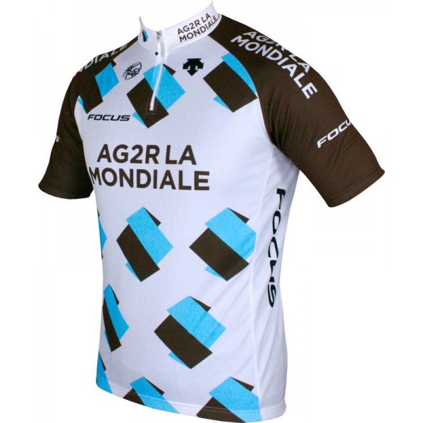 AG2R LA MONDIALE 2015 Kurzarmtrikot(kurzer Reißverschluss) Radsport-Profi-Team