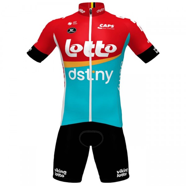 Lotto Dstny 2023 Radsport-Set(Kurzarmtrikot+Trägerhose)-Radsport-Profi-Team
